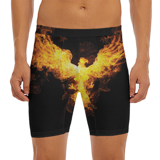Phoenix Firebird Print Men's Long Boxer Briefs