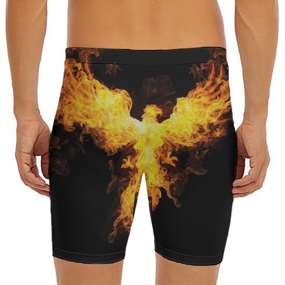 Phoenix Firebird Print Men's Long Boxer Briefs