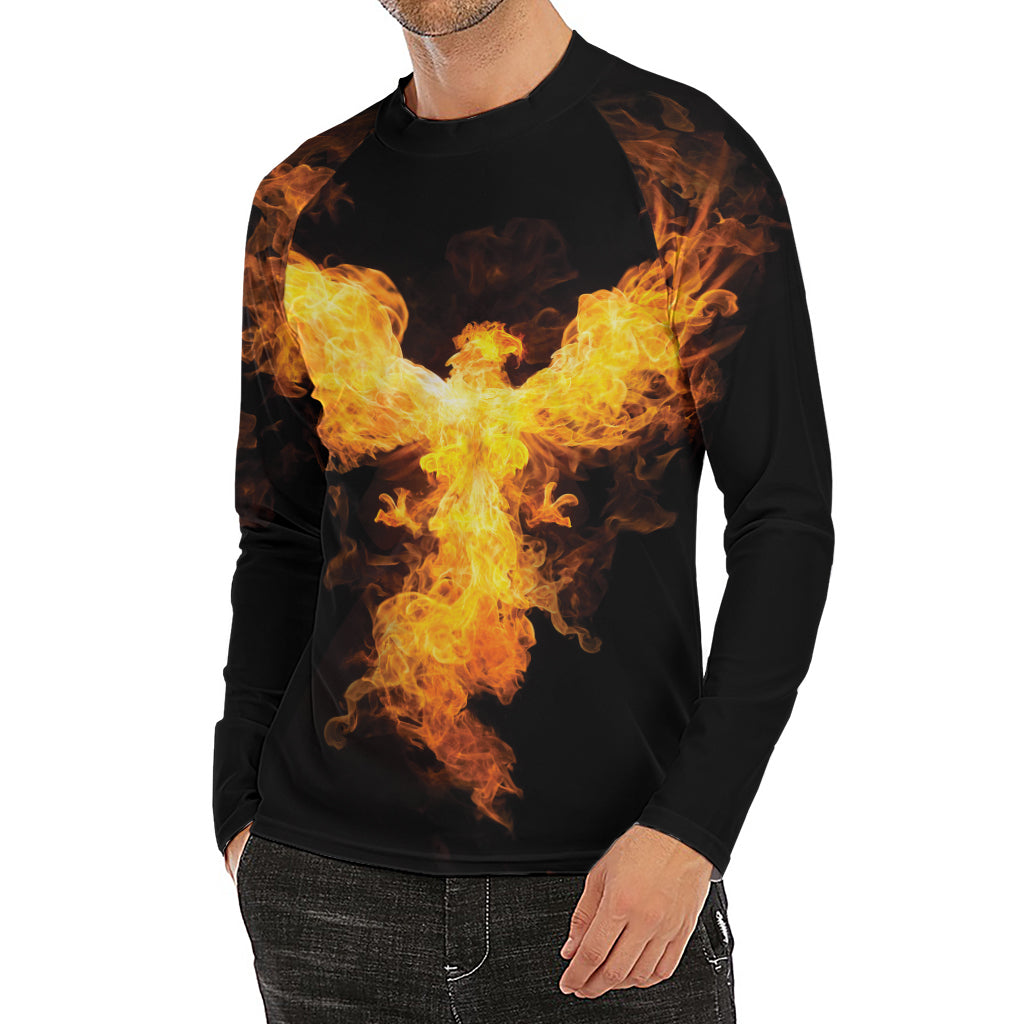 Phoenix Firebird Print Men's Long Sleeve Rash Guard