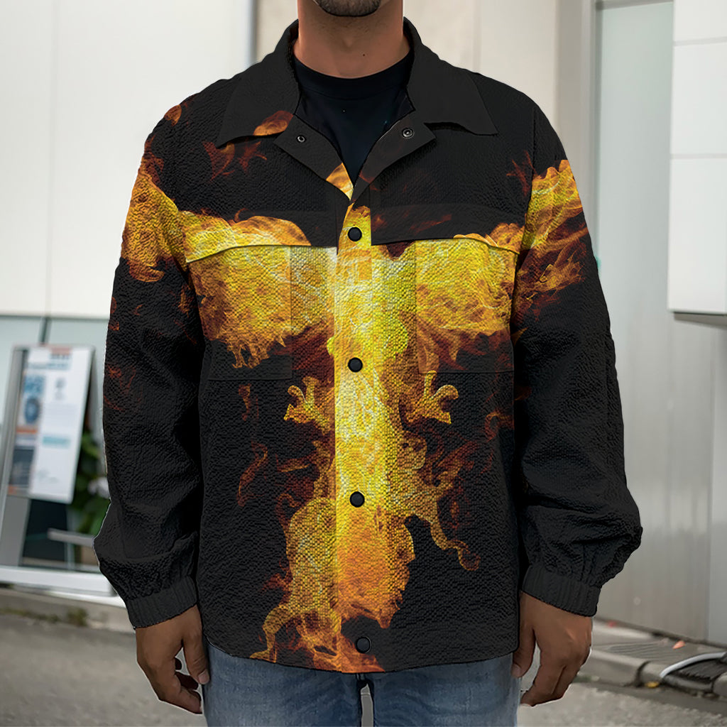 Phoenix Firebird Print Men's Shirt Jacket