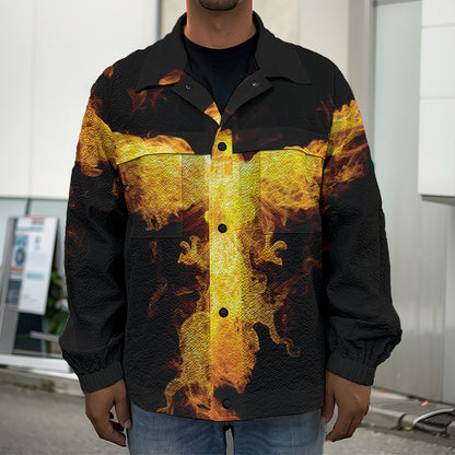 Phoenix Firebird Print Men's Shirt Jacket