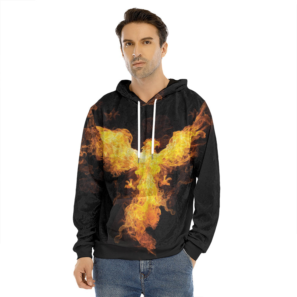 Phoenix Firebird Print Men's Velvet Pullover Hoodie