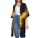 Phoenix Firebird Print Open Front Beach Cover Up