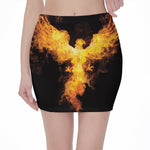 Phoenix Firebird Print Pencil Mini Skirt