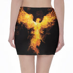 Phoenix Firebird Print Pencil Mini Skirt