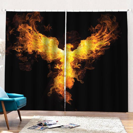 Phoenix Firebird Print Pencil Pleat Curtains