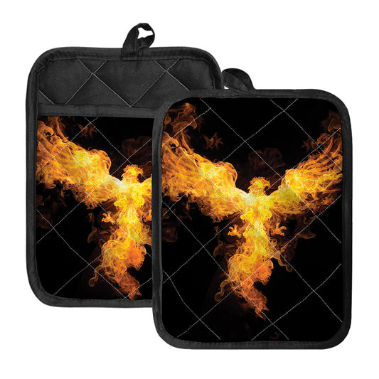 Phoenix Firebird Print Pot Holders With Pocket