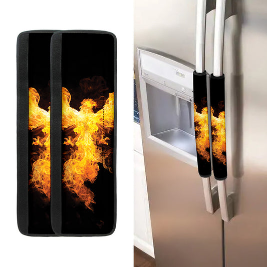 Phoenix Firebird Print Refrigerator Handle Covers