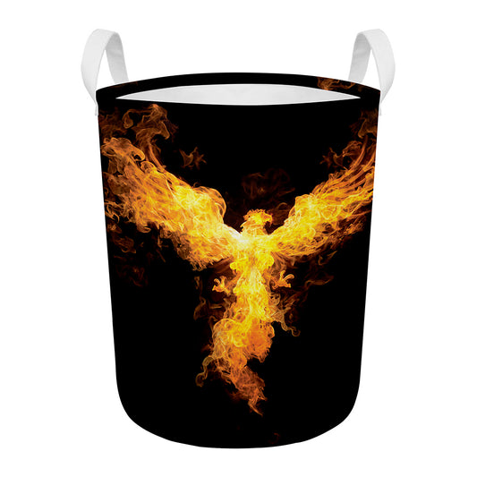 Phoenix Firebird Print Round Laundry Basket