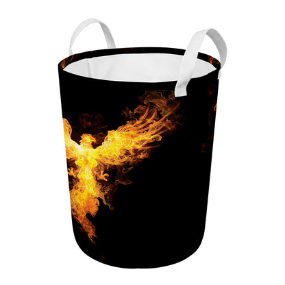 Phoenix Firebird Print Round Laundry Basket