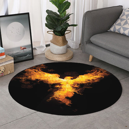 Phoenix Firebird Print Round Rug