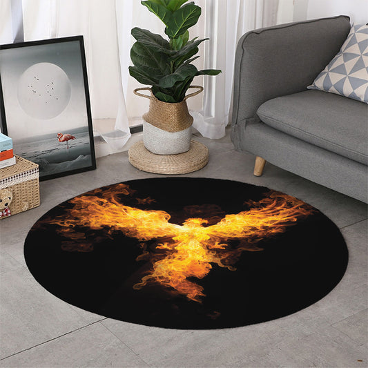 Phoenix Firebird Print Round Rug
