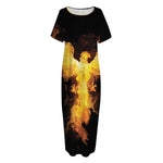 Phoenix Firebird Print Short Sleeve Long Nightdress