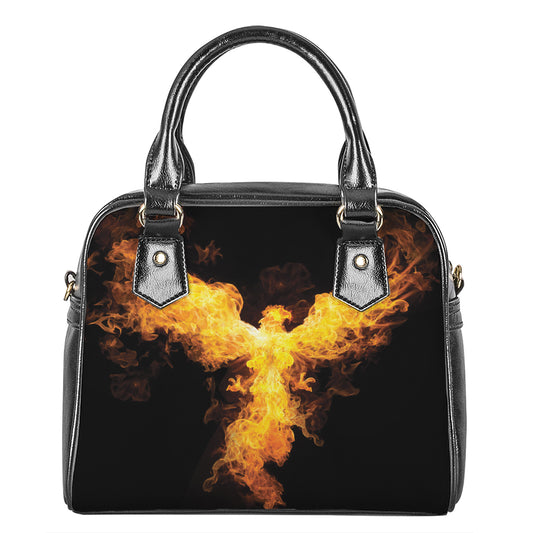 Phoenix Firebird Print Shoulder Handbag