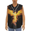 Phoenix Firebird Print Sleeveless Baseball Jersey