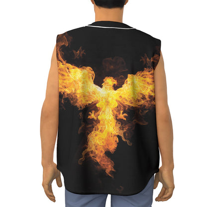 Phoenix Firebird Print Sleeveless Baseball Jersey
