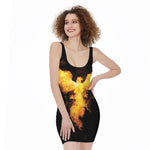 Phoenix Firebird Print Sleeveless Bodycon Dress