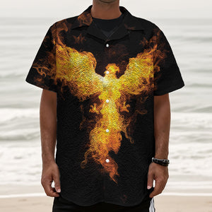 Phoenix Firebird Print Textured Short Sleeve Shirt