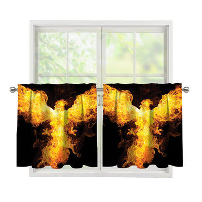Phoenix Firebird Print Tier Curtains