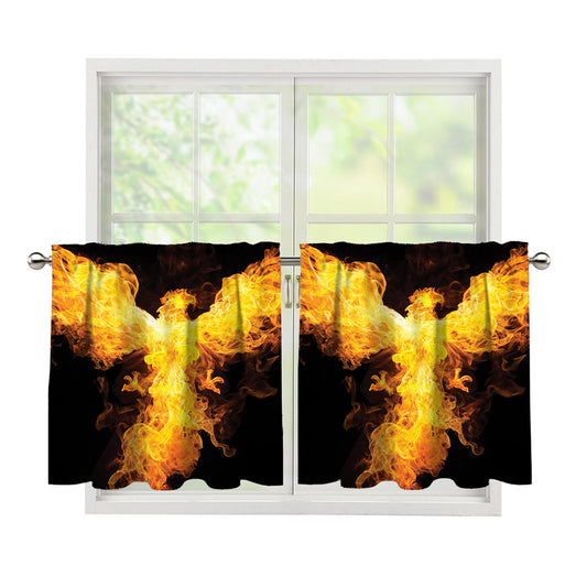 Phoenix Firebird Print Tier Curtains
