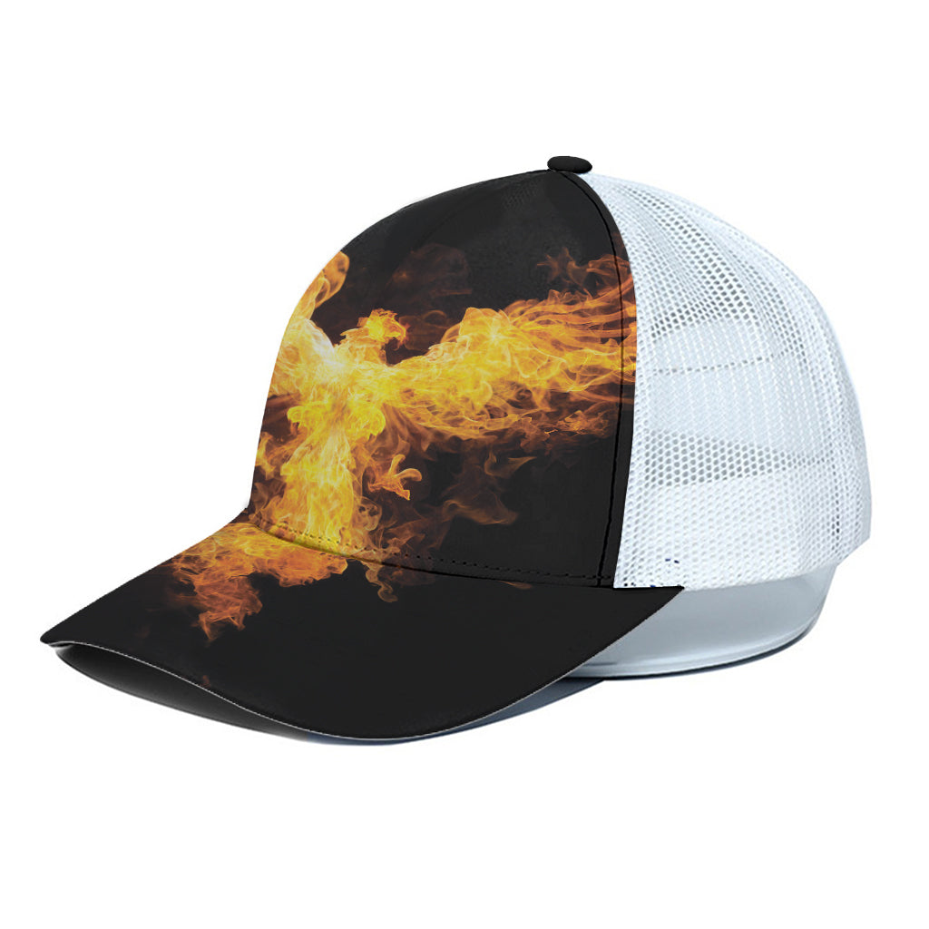Phoenix Firebird Print White Mesh Trucker Cap