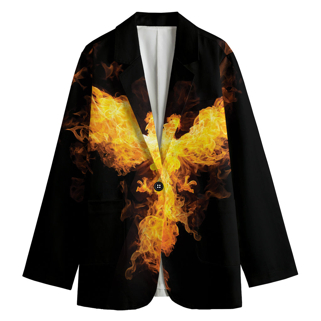 Phoenix Firebird Print Women's Cotton Blazer