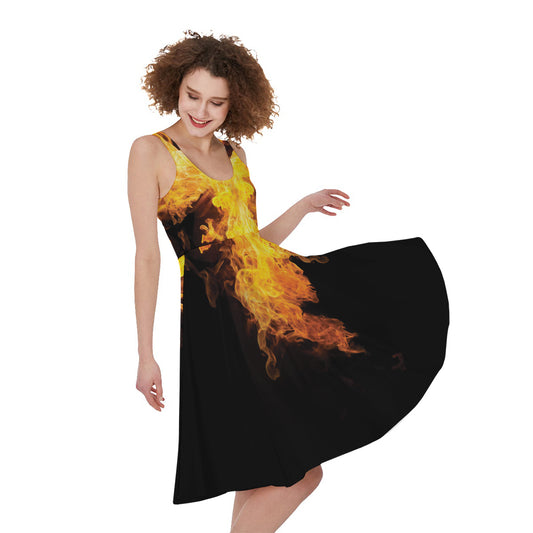 Phoenix Firebird Print Women's Sleeveless Dress