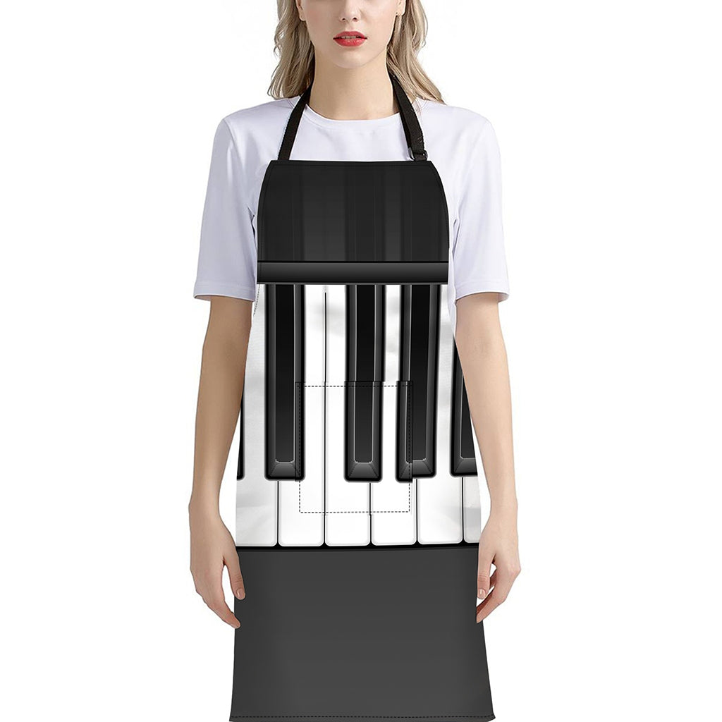 Piano Keyboard Print Bib Apron With Pocket