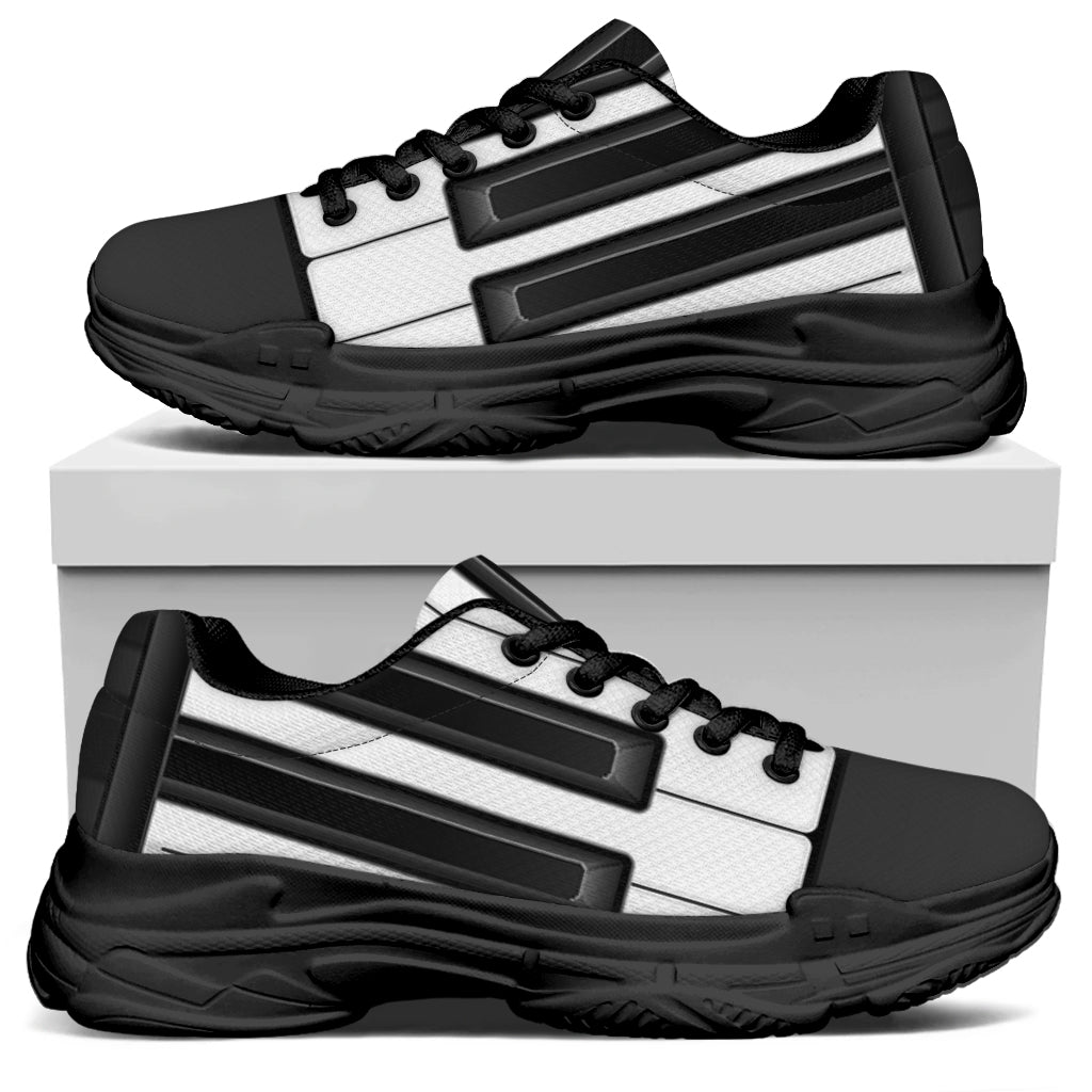 Piano Keyboard Print Black Chunky Shoes