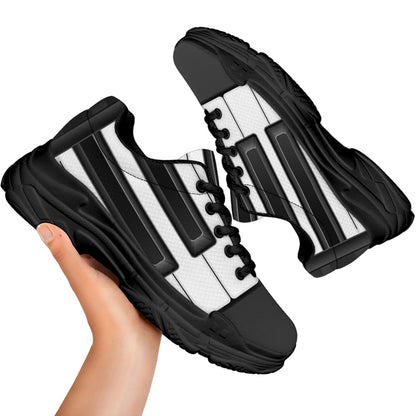 Piano Keyboard Print Black Chunky Shoes