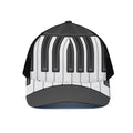 Piano Keyboard Print Black Mesh Trucker Hat