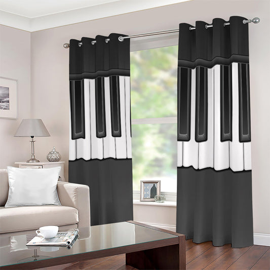 Piano Keyboard Print Blackout Grommet Curtains