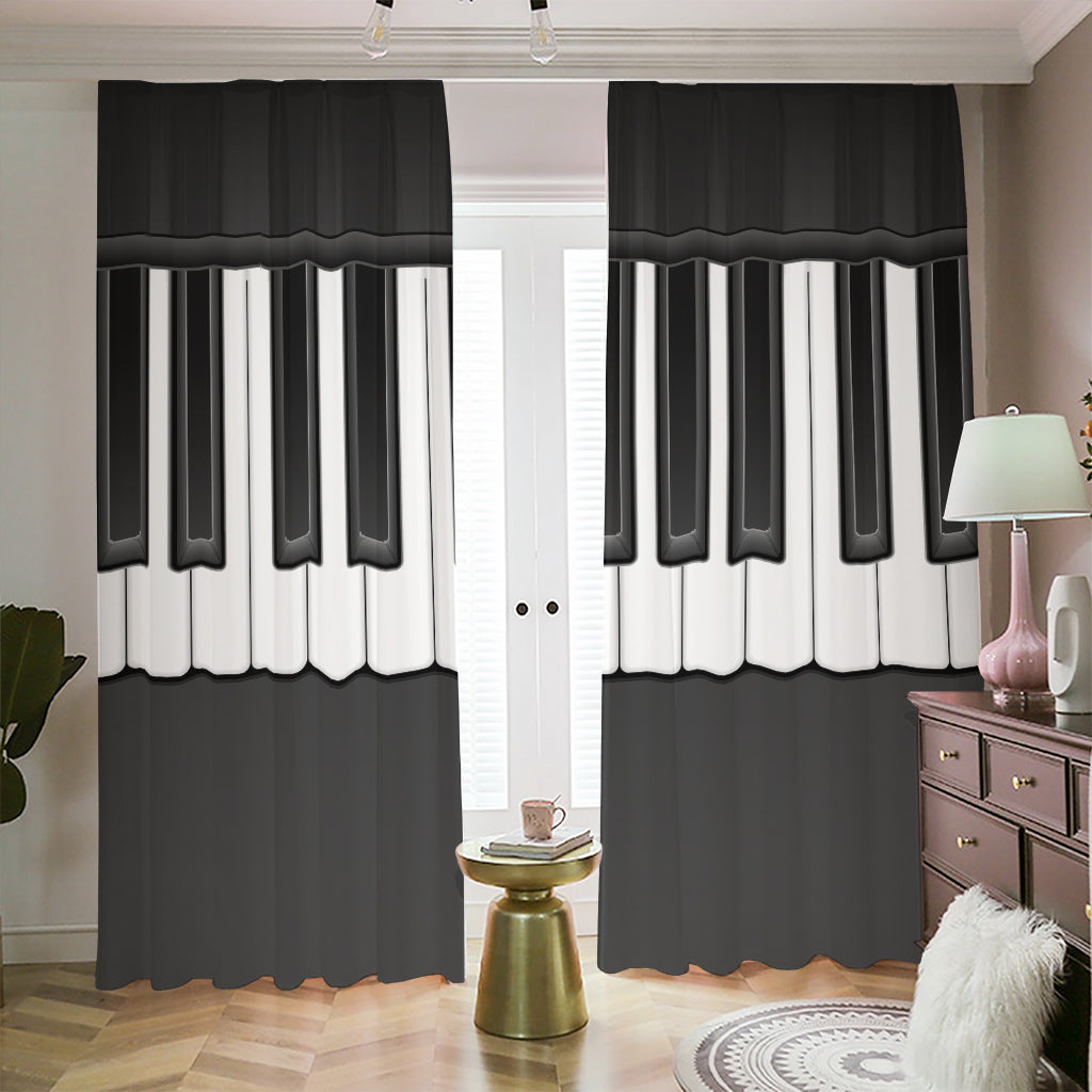 Piano Keyboard Print Blackout Pencil Pleat Curtains