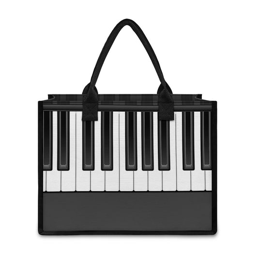 Piano Keyboard Print Canvas Tote Bag