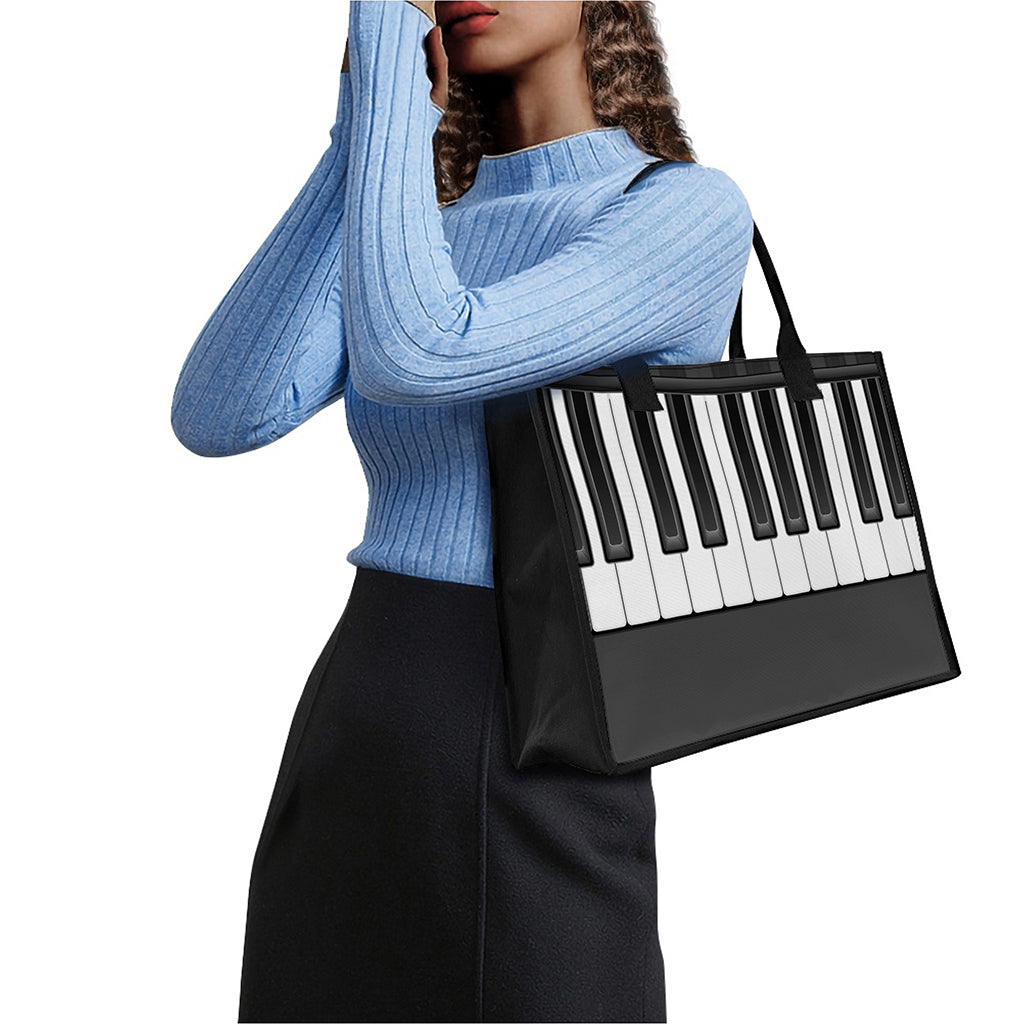 Piano Keyboard Print Canvas Tote Bag