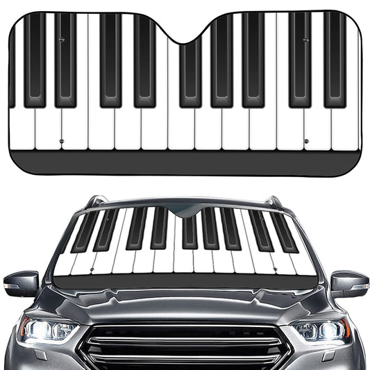 Piano Keyboard Print Car Windshield Sun Shade