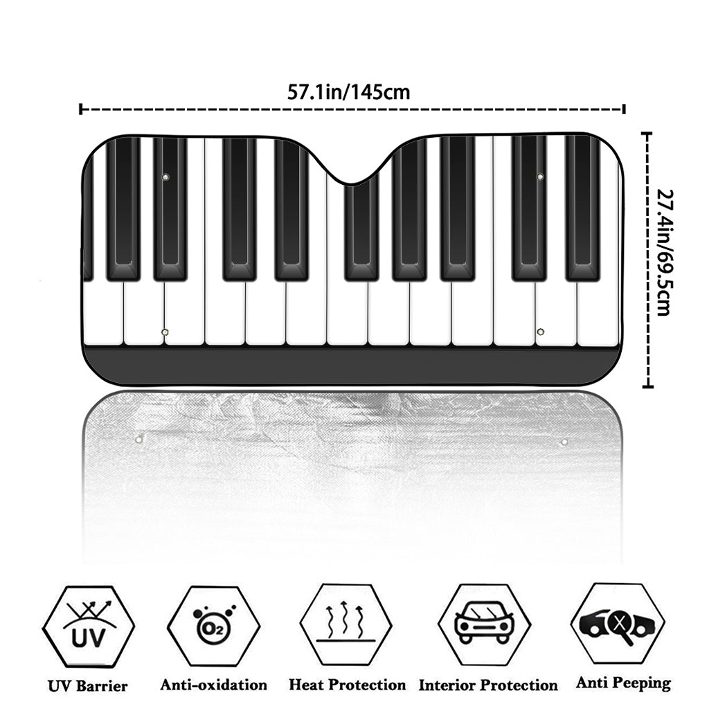 Piano Keyboard Print Car Windshield Sun Shade