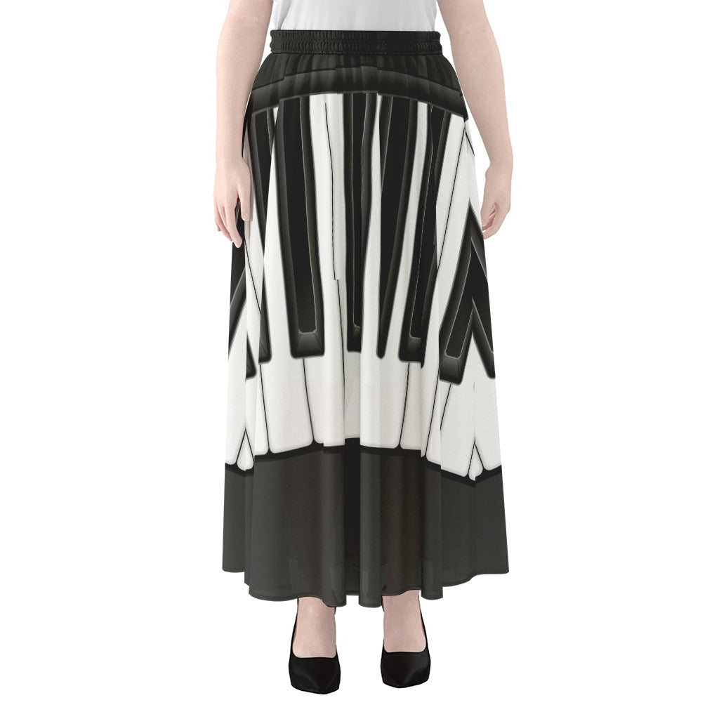 Piano Keyboard Print Chiffon Maxi Skirt