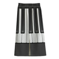 Piano Keyboard Print Cotton Front Slit Maxi Skirt