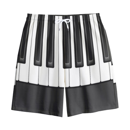 Piano Keyboard Print Cotton Shorts