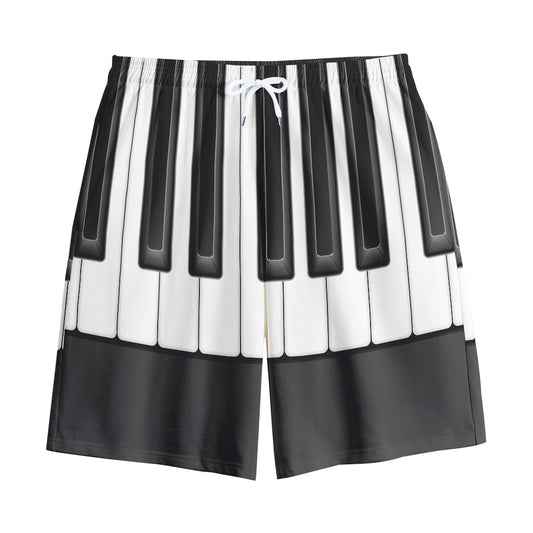 Piano Keyboard Print Cotton Shorts
