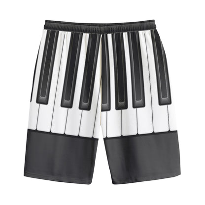 Piano Keyboard Print Cotton Shorts