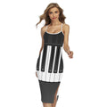 Piano Keyboard Print Cross Back Cami Dress