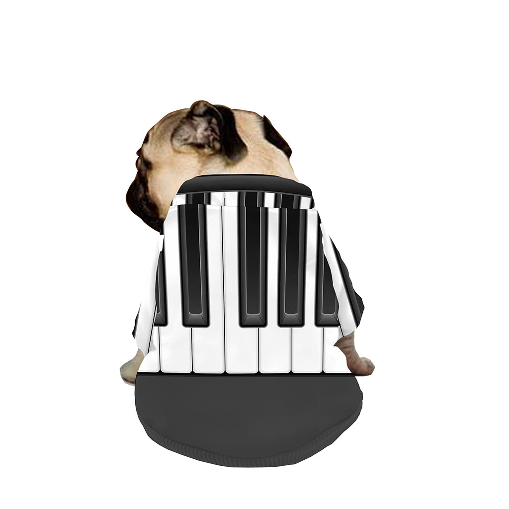 Piano Keyboard Print Dog Zip Up Jacket