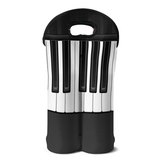 Piano Keyboard Print Double Neoprene Wine Tote