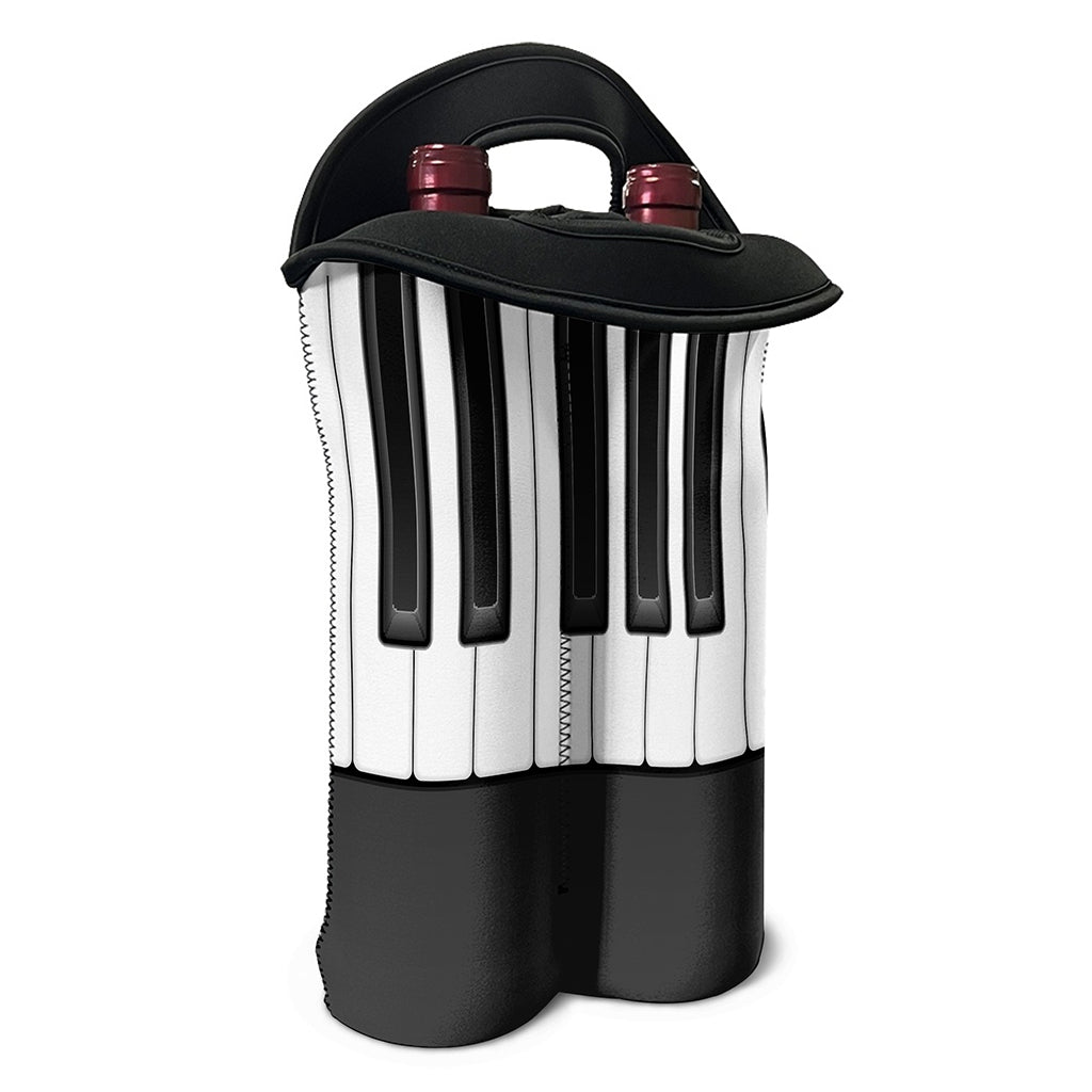 Piano Keyboard Print Double Neoprene Wine Tote