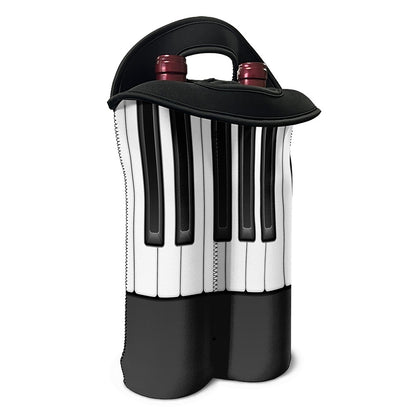 Piano Keyboard Print Double Neoprene Wine Tote
