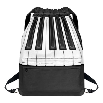 Piano Keyboard Print Drawstring Backpack