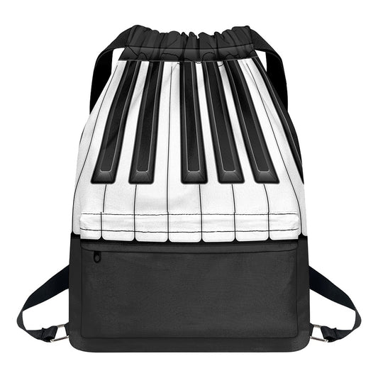 Piano Keyboard Print Drawstring Backpack