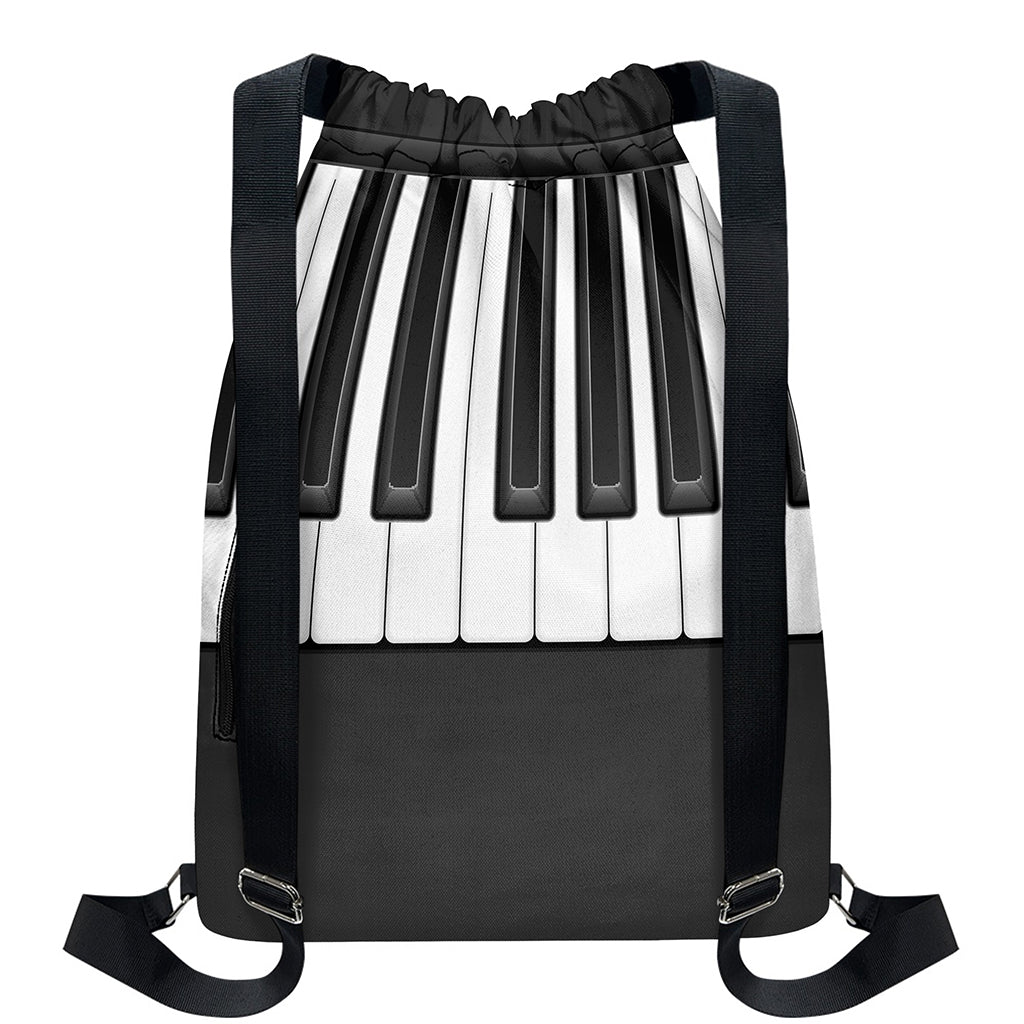 Piano Keyboard Print Drawstring Backpack